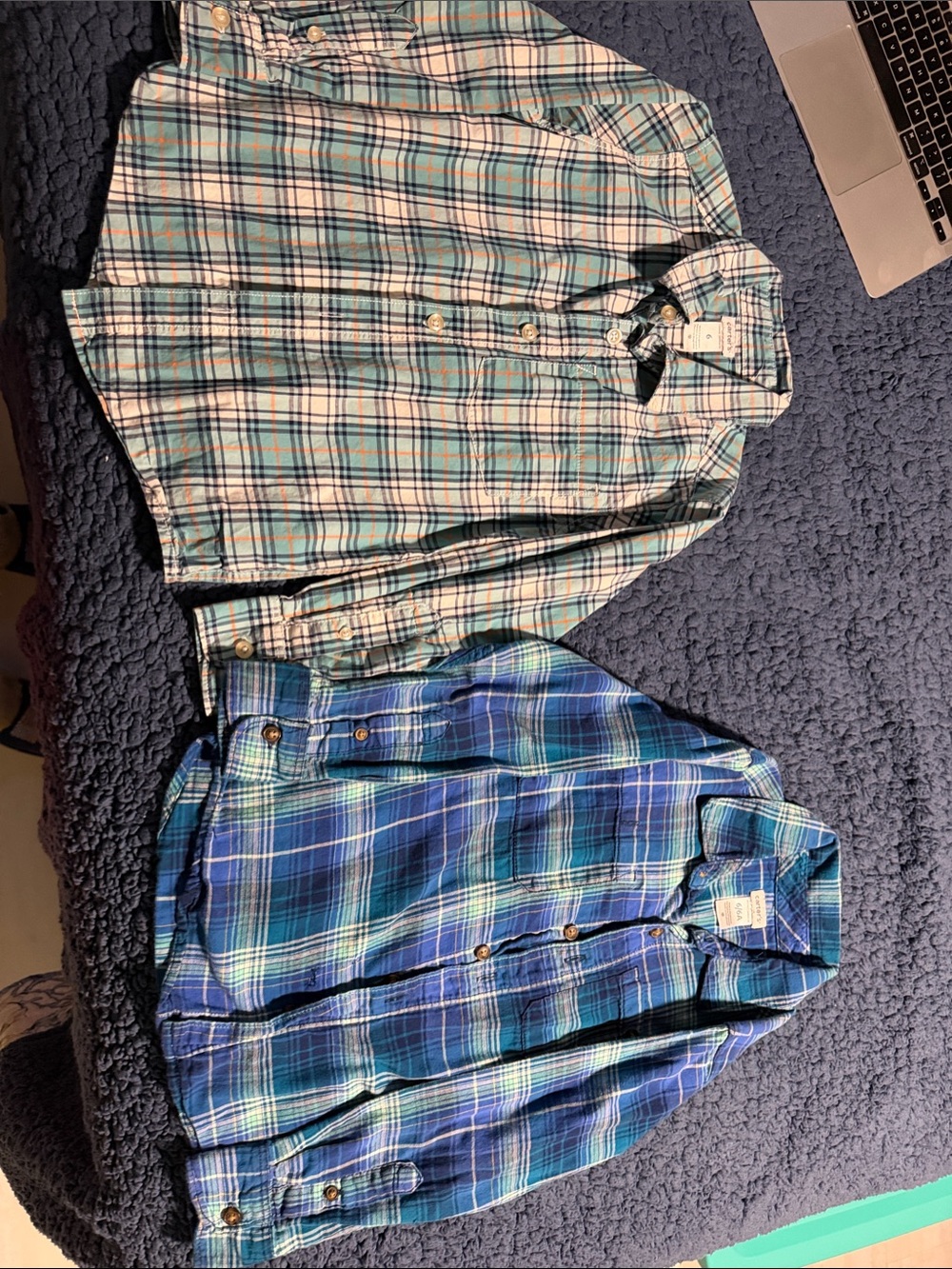 Carter's Boys Plaid Button-Down Shirts - Blue & Teal